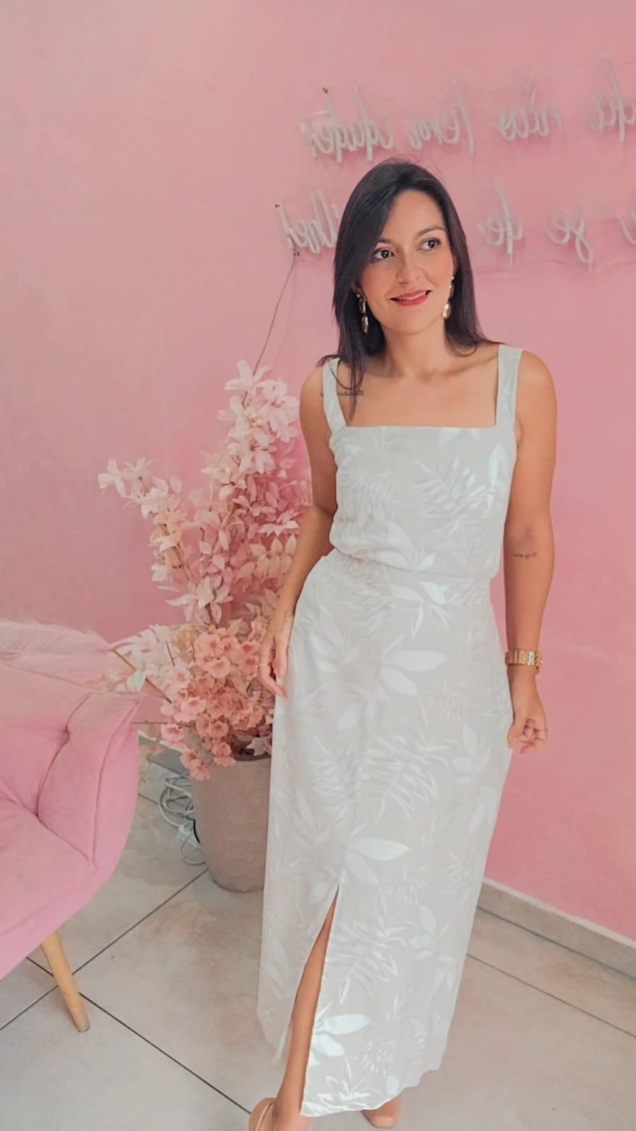 Saia linho folhagens