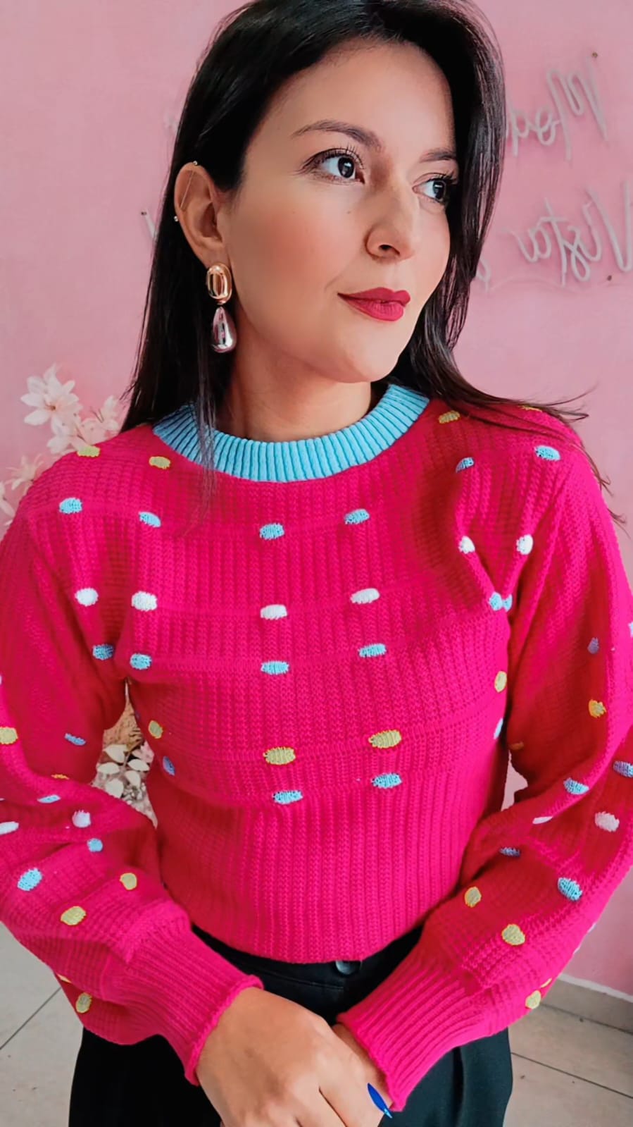 Blusa cropped trico Pink