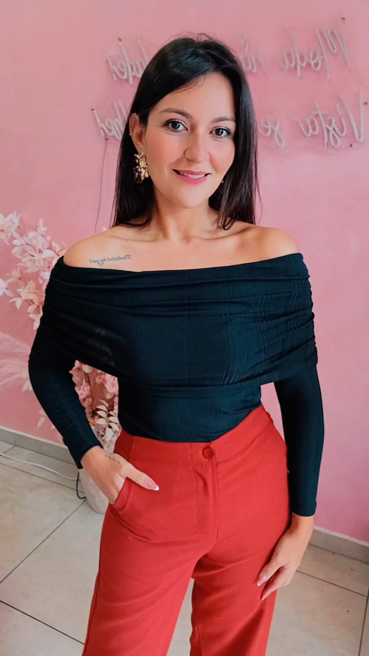 Blusa ombro a ombro malha texturizada