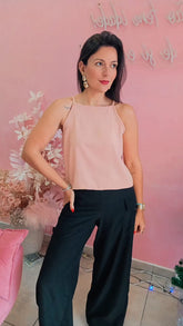 Blusa decote quadrado alça fina - Rose