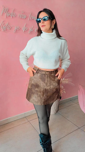 Saia curta Coro Eco marrom destonado