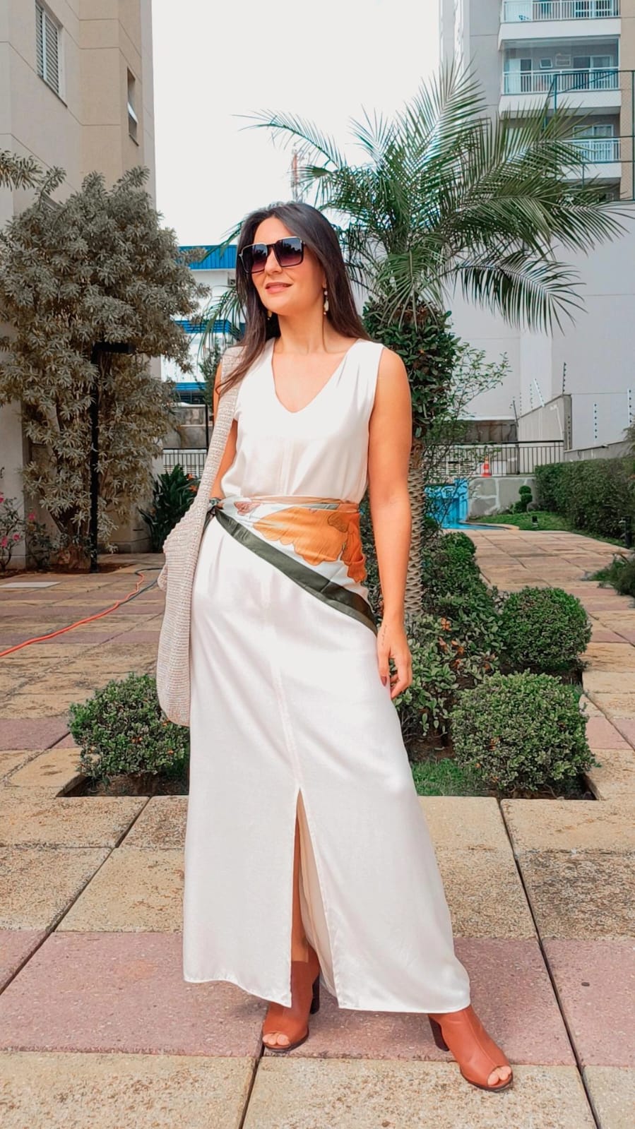 Vestido longo regata natural