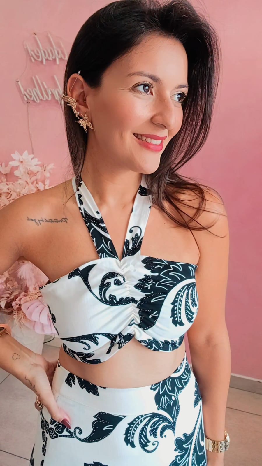 Conjunto saia e top estampado