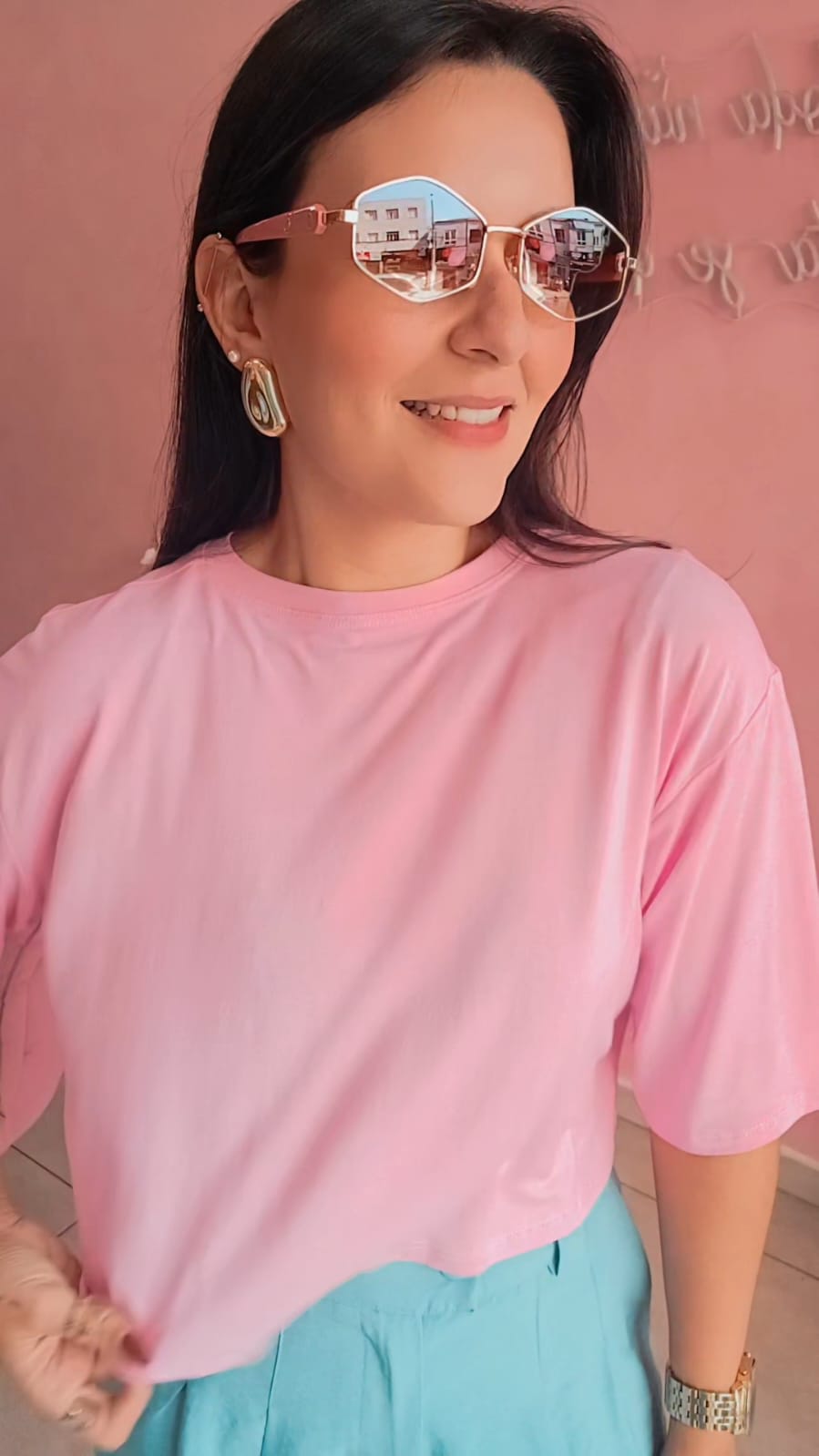 Cropped malha over Rosa