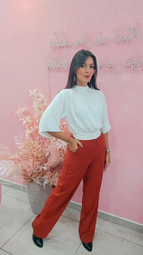 Blusa manga ampla com amarração nas costas OFF White