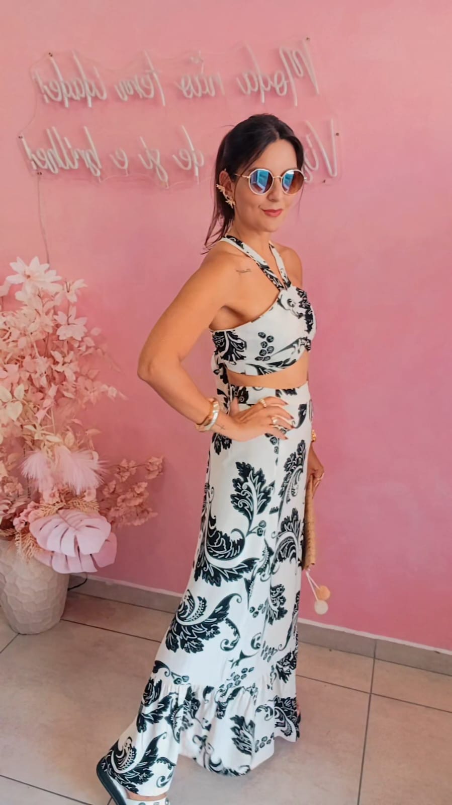 Conjunto saia e top estampado