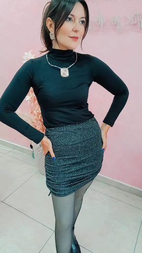 Saia curta com lurex e regulagem na lateral