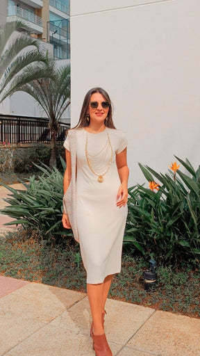 Vestido Longuete Malha Natural