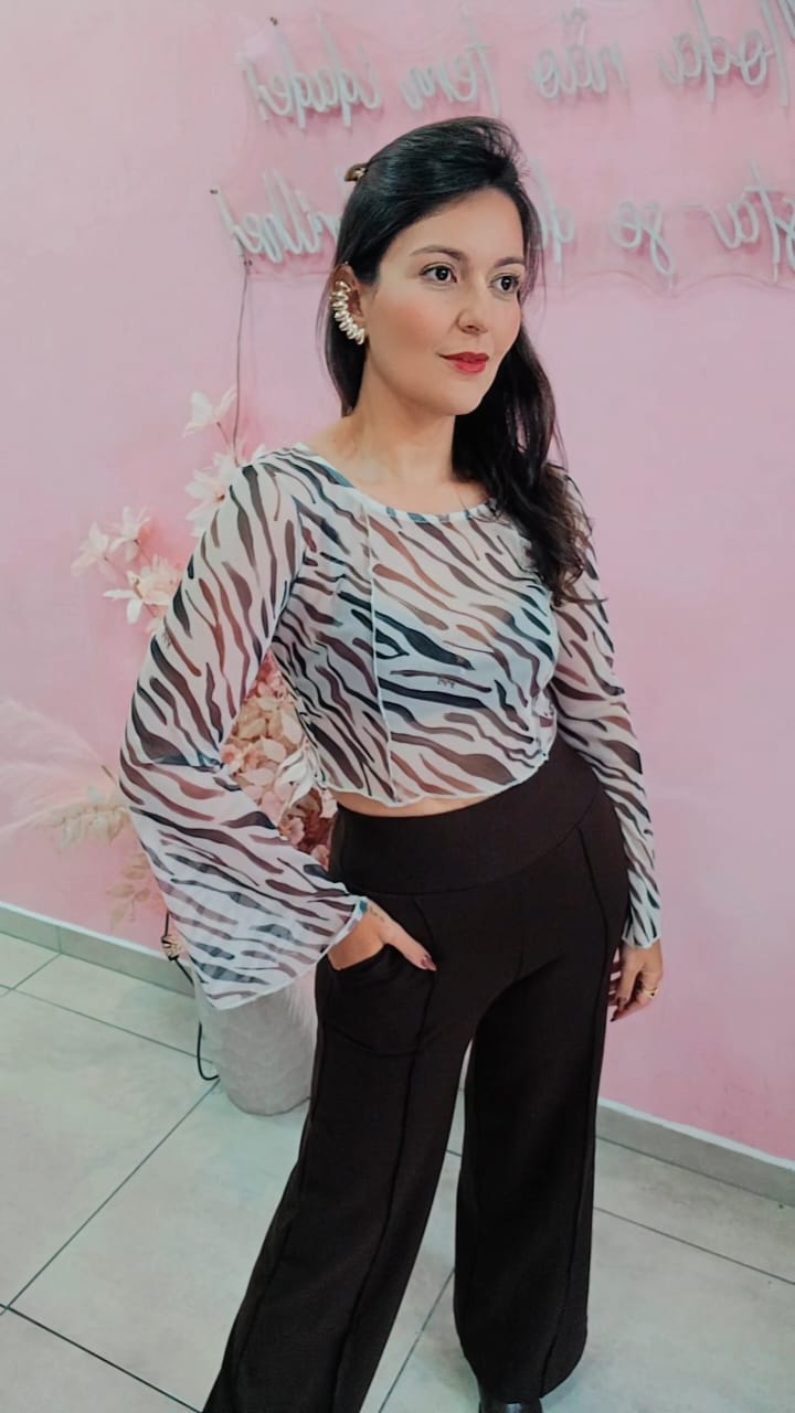 Cropped Tule animal print Tigre