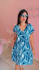 Vestido viscose azul
