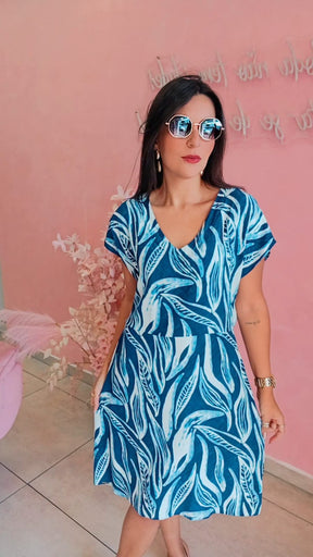 Vestido viscose azul