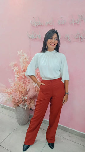 Blusa manga ampla com amarração nas costas OFF White