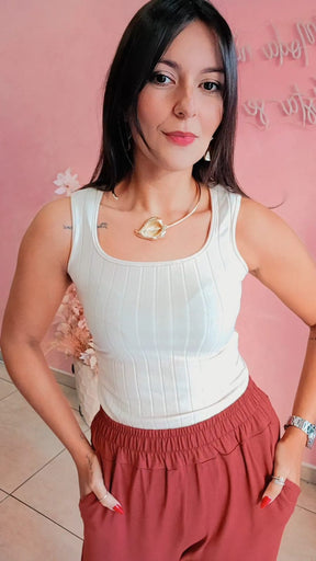 Regata canelada alça larga - natural