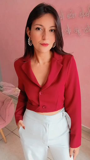 Blazer Cropped alfaiataria Marssala