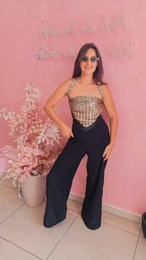 Lenço de Cetim Preto e dourado