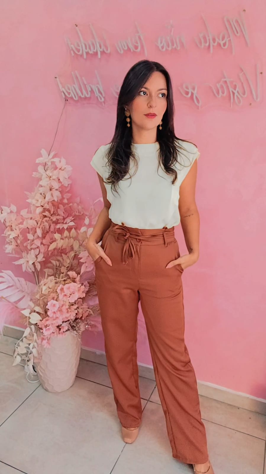 Calça pantalona Alfaiataria marrom