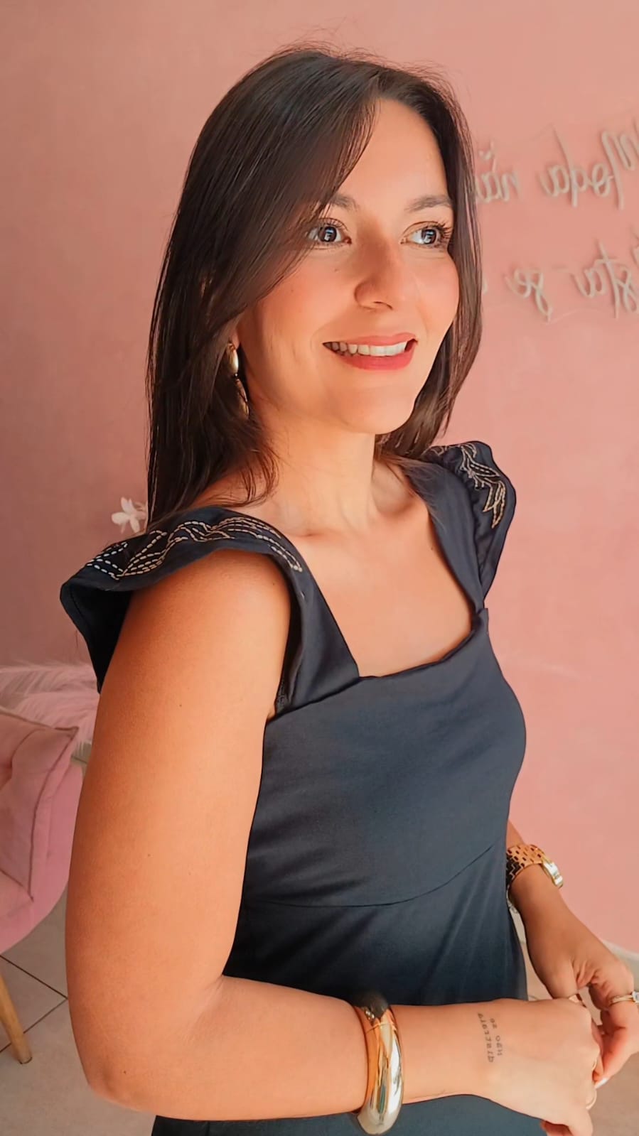 Vestido Mid em malha com alça larga Preto