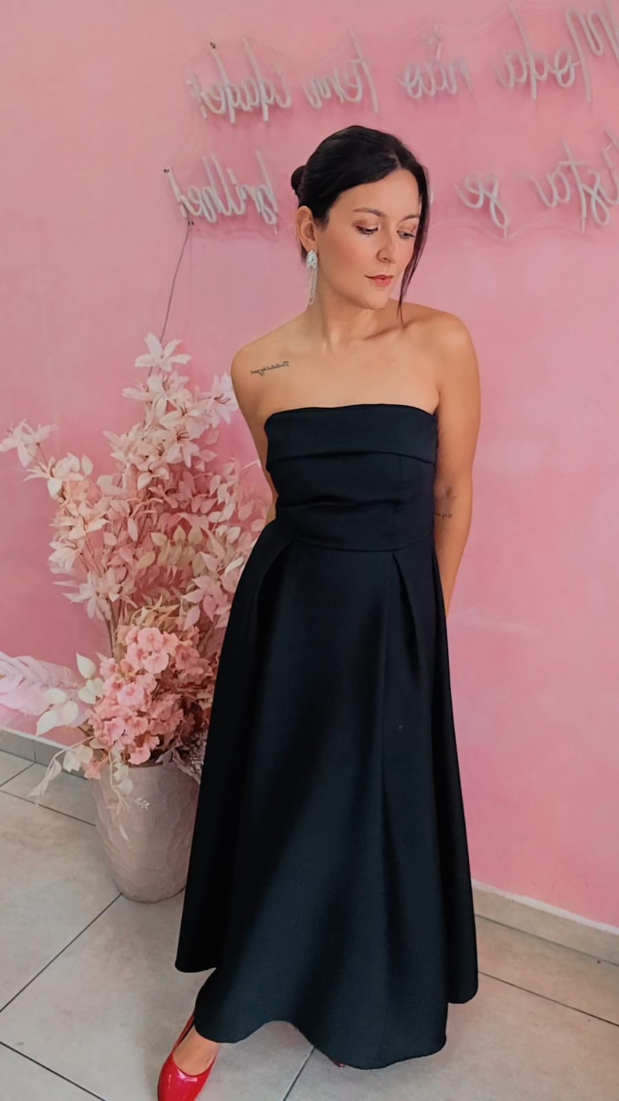 Vestido alfaiataria tomara que caia Preto