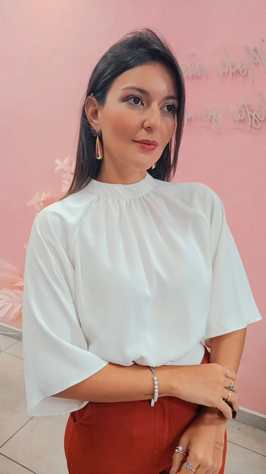 Blusa manga ampla com amarração nas costas OFF White