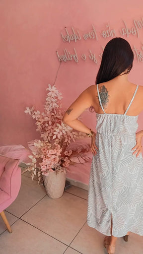 Vestido Mid Crepe alça fina Estampado