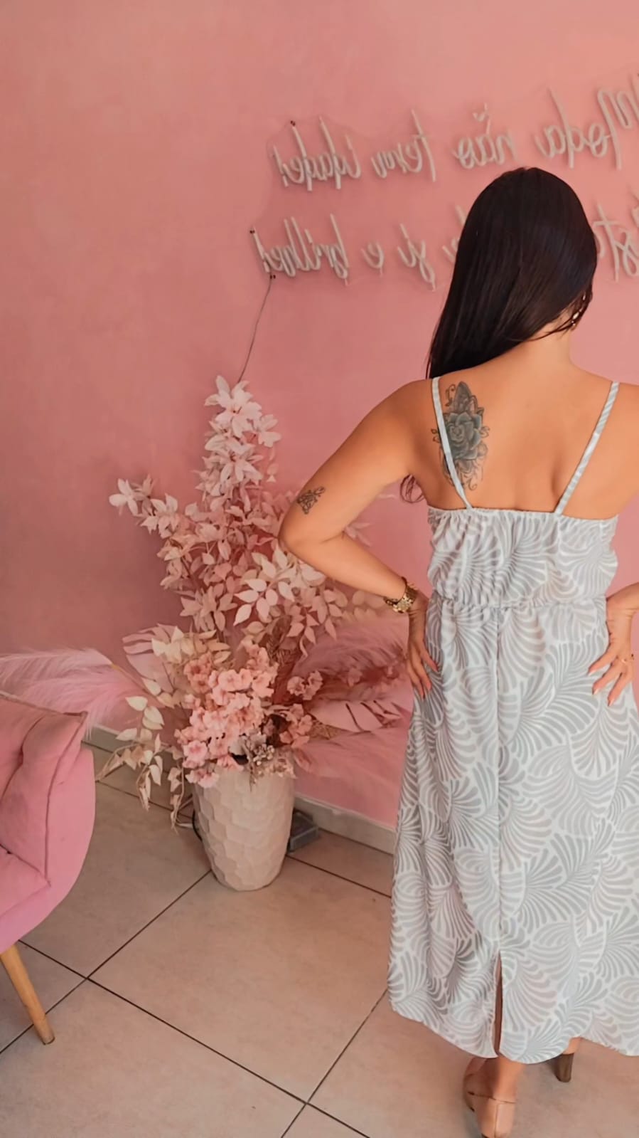 Vestido Mid Crepe alça fina Estampado