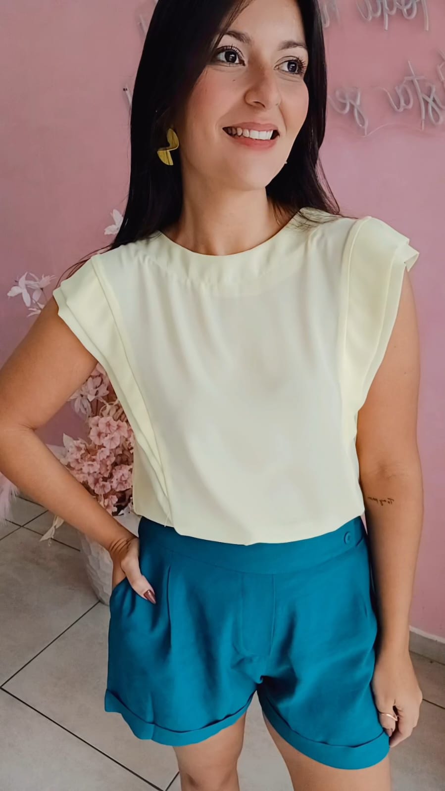 Blusa chiffon manga curta