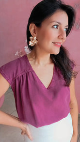 Blusa Ampla decote em V  - Roxa