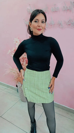 Saia Tweed curta cintura alta - Verde