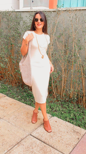 Vestido Longuete Malha Natural